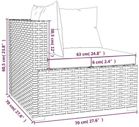 5 pcs conjunto lounge jardim c/ almofadões vime PE castanho