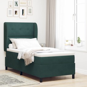 Cama Box com Colchão vidaXL Verde Escuro 90x190 cm Veludo