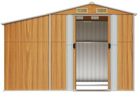Abrigo de jardim 277x192,5x179cm aço galvanizado castanho-claro