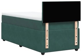 Cama com molas/colchão 90x190 cm veludo verde-escuro