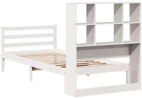 Cama com estante sem colchão 90x190 cm pinho maciço branco