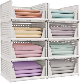 Conjunto 8 x cestos de arrumação com cestos extraíveis 43 x 33 x 18,5 cm (P x L x A) por cesto branco