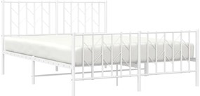Estrutura de cama com cabeceira e pés 135x190 cm metal branco