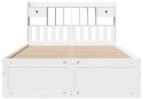 Cama com estante sem colchão 160x200 cm pinho maciço branco