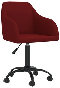vidaXL Cadeira de escritório giratória veludo vermelho tinto