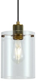 Candeeiro suspenso de design bronze com vidro transparente - Domo Moderno