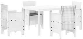 Conjunto de Jantar para Jardim 5 pcs Branco Rattan / Vime