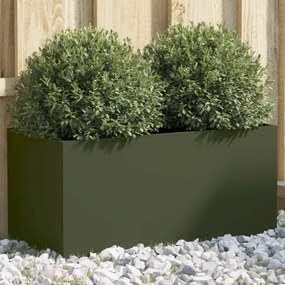 Vaso/floreira 62x30x29 cm aço verde azeitona