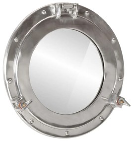 Espelho de parede estilo escotilha Ø38 cm alumínio e vidro