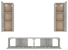 Conjunto móveis de TV 4 pcs madeira processada cinzento cimento