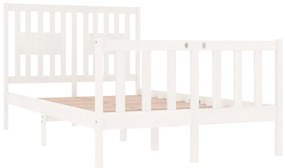 Estrutura cama pequena casal 120x190 cm pinho maciço branco