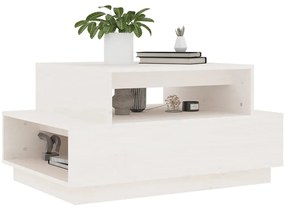 Mesa de centro 80x55x40,5 cm madeira de pinho maciça branco
