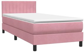 Cama com molas/colchão 100x210 cm veludo rosa