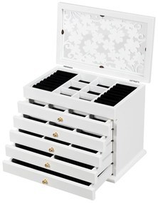 Caixa de jóias de madeira com 5 gavetas para colares de brincos Braceletes Caixa de jóias 30 x 19 x 25 cm