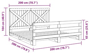 Estrutura de cama com cabeceira 200x200 cm pinho maciço