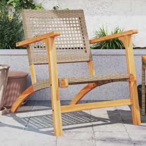 vidaXL Cadeiras de jardim 2 pcs vime PE/madeira de acácia maciça bege