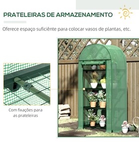 Outsunny Estufa de Jardim com 4 Prateleiras Metálicas Porta Enrolável