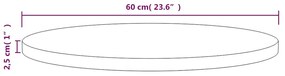 Tampo de mesa pinho maciço Ø60x2,5 cm branco
