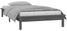 Estrutura de cama c/ luzes LED 90x200cm madeira maciça cinzento