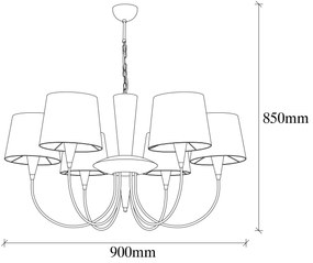 Chandelier Pardo – Preto – Diâmetro 90 cm, Altura 85 cm