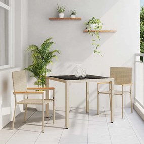 Conjunto de Jantar de Jardim vidaXL 3 Peças Bege Rattan Poli