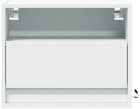 Mesas de cabeceira de parede com luzes LED 2 pcs branco