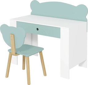 Secretária infantil com cadeira, mesa infantil e cadeira com gaveta e tampo largo, 80 x 41 x 74,5 cm, verde