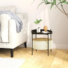 vidaXL Mesa de apoio com cesto 40x40x45,5 cm cor creme