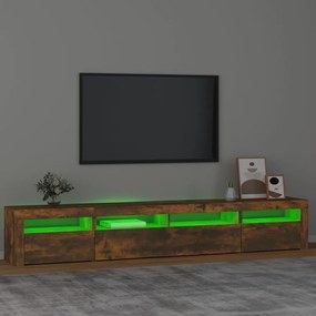 Móvel de TV com luzes LED 240x35x40 cm carvalho fumado