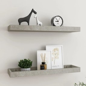 vidaXL Prateleiras parede Loggia 2 pcs 60x15x4 cm MDF cinzento cimento