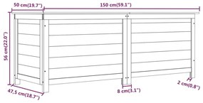 Caixa p/ almofadões exterior 150x50x56cm abeto maciço antracite