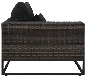 5 pcs conjunto sofás de jardim c/ almofadões vime PE cinzento