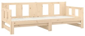 Sofá-cama de puxar pinho maciço 2x(90x190) cm