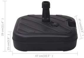 Base para guarda-sol com areia/água 24 L preto