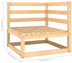 7 pcs conjunto lounge de jardim c/ almofadões pinho maciço