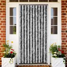 241224 vidaXL Cortina anti-insetos 90x220 cm chenille cinzento e branco