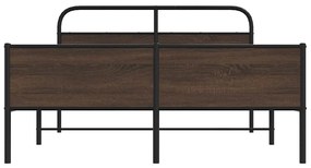 Estrutura cama sem colchão 150x200cm metal carvalho castanho
