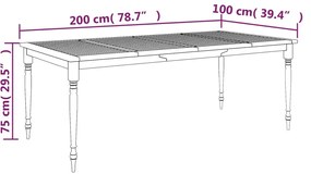 Mesa Batávia 200x100x75 cm madeira de teca maciça