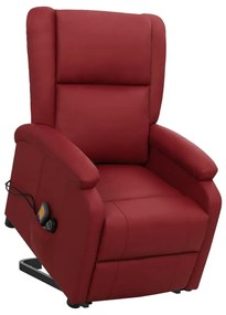 vidaXL Poltrona massagens elevatória couro artificial vermelho tinto