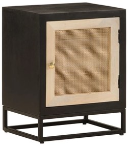 vidaXL Mesa de cabeceira 40x30x50 cm mangueira maciça/ferro preto