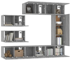 Conjunto móveis de TV 8 pcs madeira processada sonoma cinza
