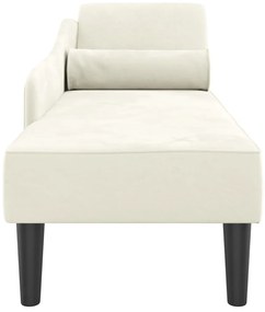 Chaise lounge com almofadões veludo creme