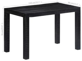 Mesa de jantar 118x60x76 cm madeira de mangueira maciça preto