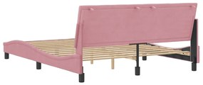 Estrutura de cama c/ cabeceira 160x200 cm veludo rosa