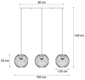 Candeeiro suspenso moderno preto 3 luzes - Sphaera Moderno