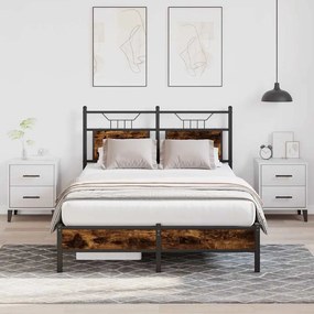 Estrutura de cama s/ colchão derivados madeira carvalho fumado