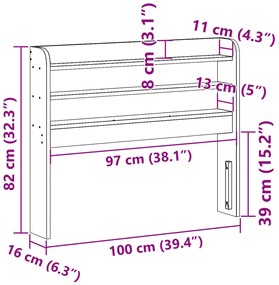 Cabeceira com prateleiras 90 cm pinho maciço castanho-mel