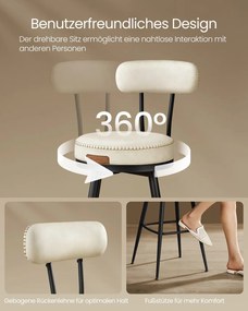 Conjunto de 2 bancos de bar em couro sintético 57 x 57 x 101 cm Coleção EKHO  branco creme