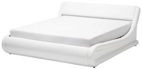 Cama de casal com arrumação em pele sintética branca 160 x 200 cm AVIGNON Beliani