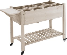 Outsunny Horta Urbana Elevada com 8 Compartimentos, Prateleiras e Forro em Tecido Não Tecido para Cultivo de Legumes e Hortaliças, 123x54x87 cm, Natural | Aosom Portugal